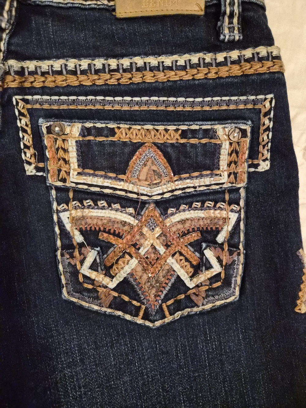 Western Blue Embroidered Original Syle Jeans - Size Junior 12 - Picture 13 of 13